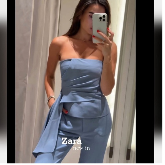 Zara Blue Strapless Crop Top - Picture 16 of 16